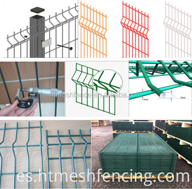 Panel de valla 3D con postes y fijaciones Tamaño de malla de 50x150 mm Venanza perimetral 3 V Panel